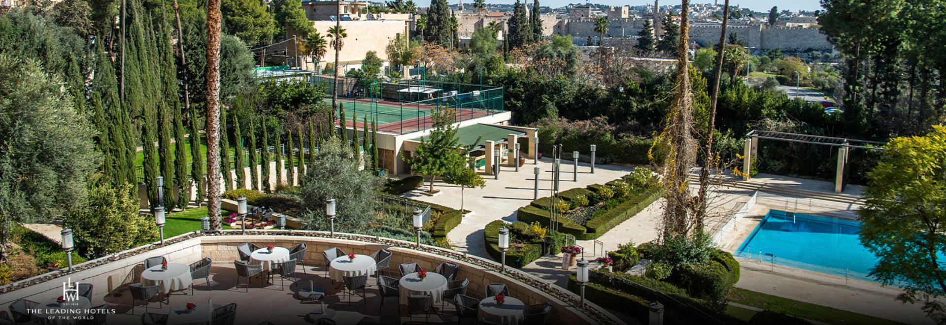 מרפסת ונוף לבריכה והעיר העתיקה המלך דוד